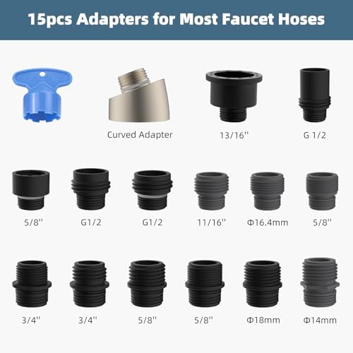 Universal Kitchen Faucet Head Replacement/3-Mode/15-Adapter, Brushed Nickel - Image 4