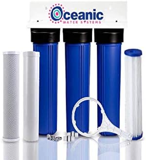Complete Triple Standard Slim Blue Whole House Water Filtration System with KDF 55 Filter (3-Stage, 2.5" x 20") - Chlorine Removal by Premier+Water+Systems