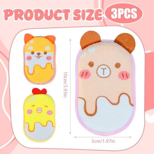 Baby and Kids Bath Loofah Sponge, Soft and Absorbent Toddler Exfoliating Body Scrubber Shower Loofa Sponge,Cute Pattern Design for Kids Baby Women Boys and Girl, 3 Pack (Bear/Dog/Chick) - Image 6