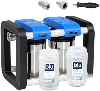 GoBluTech R2, RV Water Filter System, 0.2 Micron Water Filter for Campers with Compact 5-inch Filters, 2 Stage Premium RV Water Filtration System, for RVs, Vans, and Boats - US Veteran Owned by BLUTECHNOLOGY