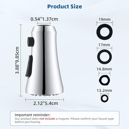 Hibbent Kitchen Faucet Spray Head, 3-Function Spray Nozzle, Chrome - Image 5