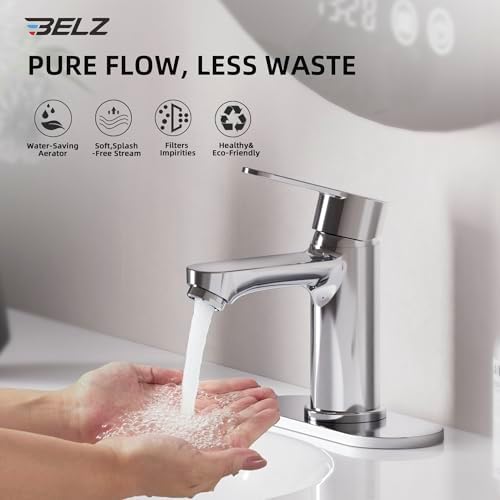 BELZ Chrome Bathroom Faucet, Lead-Free for 1 or 3 Hole 4" Vanity Sink - Image 6