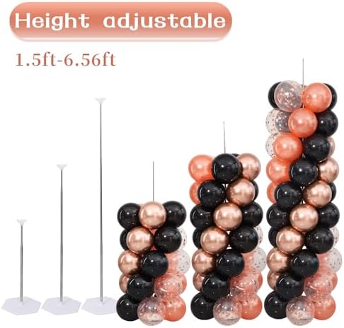 Rose Gold and Black Balloon Column Stand Kit Set of 2 for Floor - Image 4