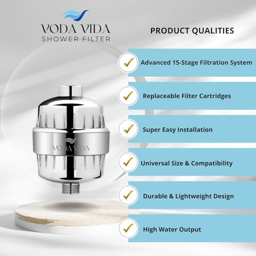 15-Stage Shower Filter for Hard Water | Universal High-Output Cartridge | Removes Chlorine, Heavy Metals for Softer Skin and Hair (15 Stage Shower Filter) - Image 6