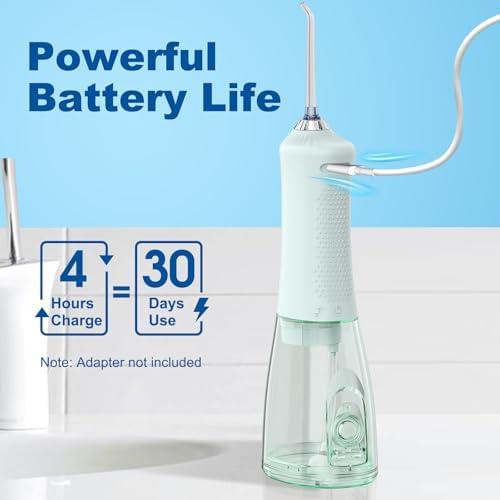 WellLeo Water Flosser for Teeth, 300ML Cordless Oral Irrigator Rechargeable Dental Flosser Picks with 5 Modes 5 Jet Tips,IPX7 Waterproof Teeth Cleaner for Braces Gum Care, Home Travel Use - Image 4