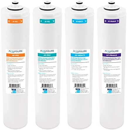 Aquasure Premier Series Complete 4-Stage with Alkaline Remineralizing Quick Twist Filter Replacement Cartridge Bundle Set AF-CP75ALK | Compatible with AS-PR75 Reverse Osmosis Water Filtration System by Aquasure