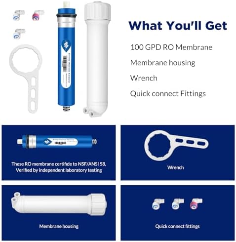 Membrane Solutions 100 GPD RO Membrane and 1812 Housing Kit - Image 2