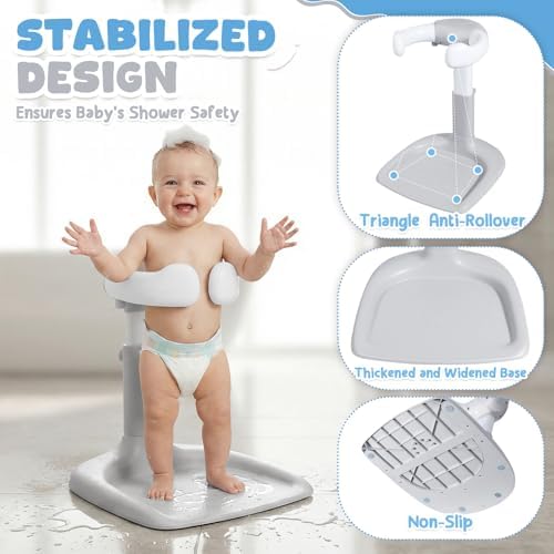 Orzbow Baby Bath Stand with Non-Slip Base - Adjustable Height, Gray - Image 4