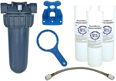 Dishwasher Water Filter, KleenWater KW2510HW Under Sink Filtration System, Polyphosphate Filters for Hard Water and Cloudy Film Residue on Dishes and Glasses by KleenWater