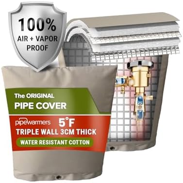 The Original Winter Pipe Insulation Cover (5˚F) - Double-Wall Cotton (UV-Coated) Insulated Backflow Preventer Freeze Protection, Pump Cover, Sprinkler/Well Head Cover for Outside - (24" W X 36" H) by PipeWarmers