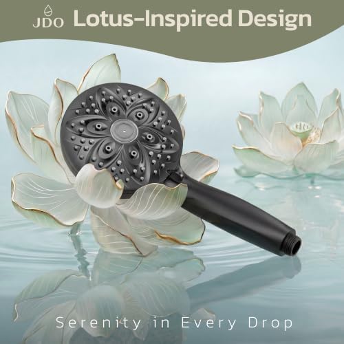 JDO Shower Head with Handheld, High Pressure Handheld 6 Settings, Detachable Shower Head Set with Stainless Steel Hose and Shower Bracket (Matte Black) - Image 2