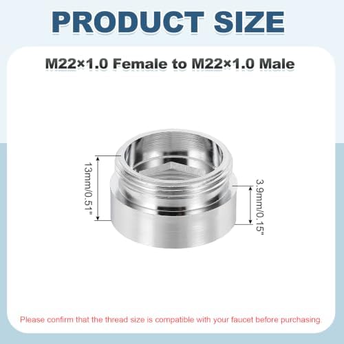 uxcell Faucet Aerator Adapter, M22 Female to M22 Male with Washer, 13mm Length - Image 2