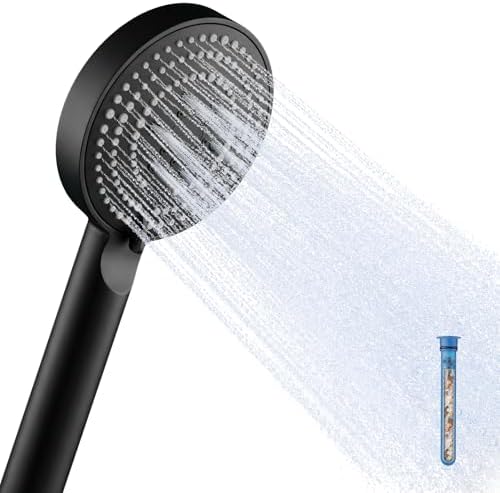 OFFO Handheld Shower Head with Filter, 20 Stage Shower Head with Filters for Hard Water, 4” Face High Pressure 6-Mode Shower Head to Remove Chlorine, Matte Black by OFFO