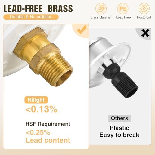 Nilight RV City Water Inlet Check Valve 1/2" NPT to 3/4" GHT Brass - Image 5