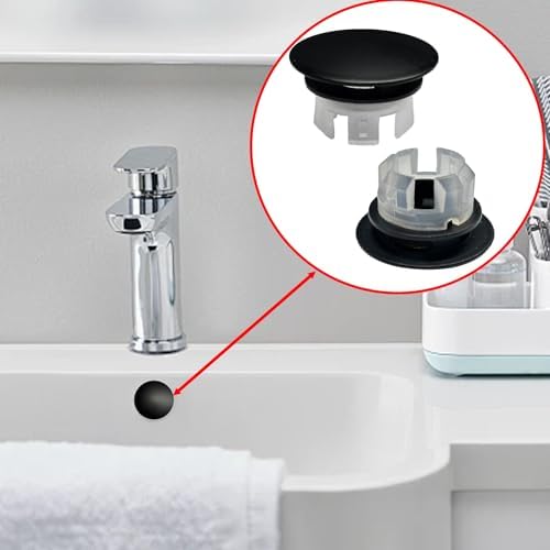 2 Pack Sink Basin Overflow Trim Ring,Solid Brass Bathroom Sink Trim Overfollow Cover,Bathroom Kitchen Sink Trim Overflow Cover Insert in Hole Round Caps(Black) - Image 4