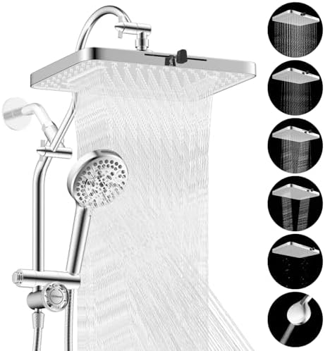 Hibbent 5-spray Dual Filtered White Rain Shower Head, 10 Spray Handheld by Hibbent