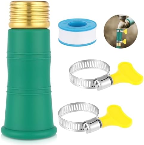 1 Set Universal Faucet Hose Adapter with Clamps Fit 3/4" Connector by Innconee
