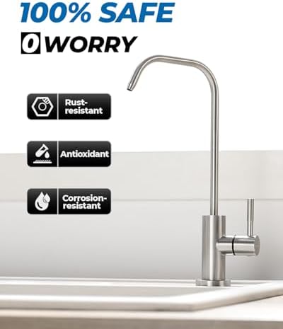 WEWE RO Drinking Water Faucet, Brushed Nickel, 1/4" & 3/8" Connectors - Image 6