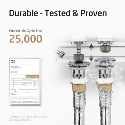 KES Bathroom Sink Drain with Detachable Hair Catcher Basket, Pop Up Drain Stopper with Overflow Anti-Clogging Vanity Vessel Sink Drain, Polished Chrome 2 Pack 304 Stainless Steel, S2013A-CH-P2 - Image 4
