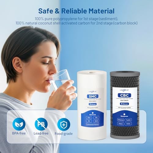 2-Stage 10" x 4.5" Whole House Sediment and CTO Carbon Block Water Filter - Image 5