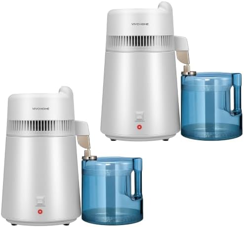 VIVOHOME 2 Pack Water Distiller Countertop 1.6 Gallon/6L 900W Distilled Water Machine with Smart Switch Purifier Filter for Home Office, White by VIVOHOME