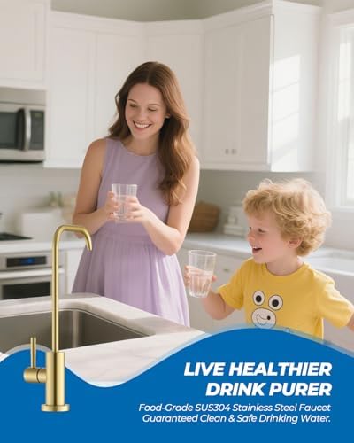 WEWE Water Filter Faucet for RO System, 7-Shape, Non-Air Gap, Gold - Image 3