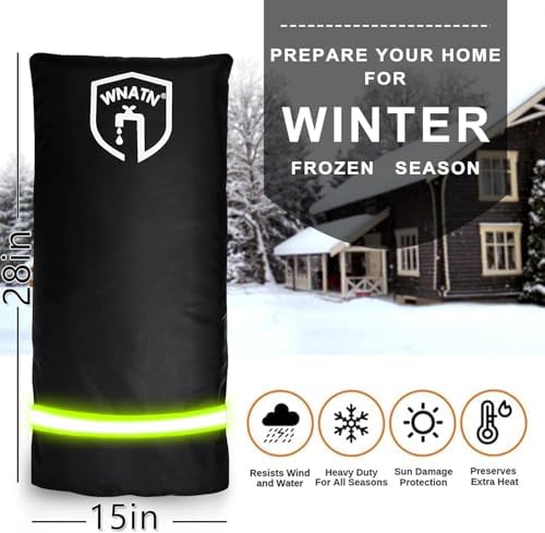 2pcs Outdoor Faucet Cover for Winter Freeze Protection,28" L x 15" W,Waterproof Outdoor Large Spigot Covers Winter Insulated (Black) - Image 5