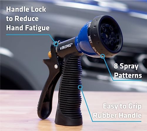 VIKING Garden Hose Nozzle with 8 Spray Patterns for Washing Cars - Image 2