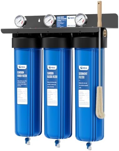 WF3-01 PRO 3-Stage Whole House Water Filtration System, Reduces Lead, Mercury, Arsenic, Cadimum, Chromium, PFAS (PFOA/PFOS), Chlorine, Sediment, Odor & VOCs by HQUA