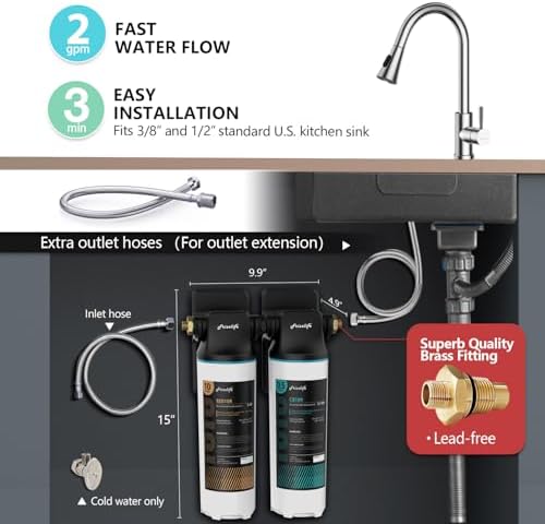 Frizzlife DW10 Under Sink Water Filter System, NSF/ANSI 53&42 Certified Elements, Reduces 99.99% Lead, Chlorine, Fluoride, Bad Taste & Odor, Direct Connect, 0.5 Micron, USA Tech - Image 3