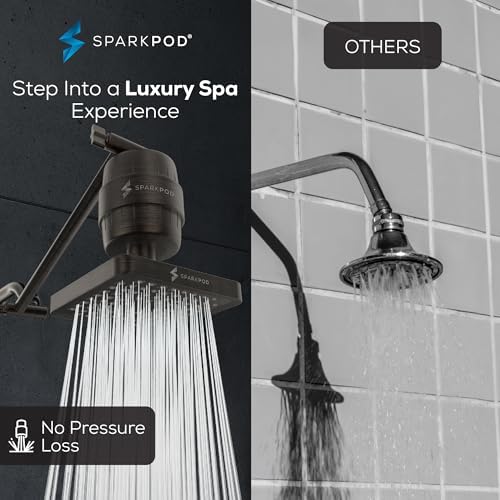 SparkPod 6" High Pressure Rain Shower Head with 23 Stage Filter Capsule & 11 Inch Adjustable Shower Arm Extension - Shower Filter Reduces Chlorine for Smoother Hair & Skin (Square, Oil-Rubbed Bronze) - Image 4
