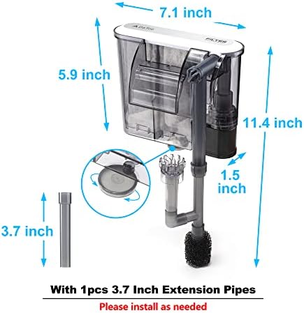 DaToo Aquarium Hang On Filter Small Fish Tank Hanging Filter Power Waterfall Filtration System for 10 to 20 Gallon Aquariums - Image 2
