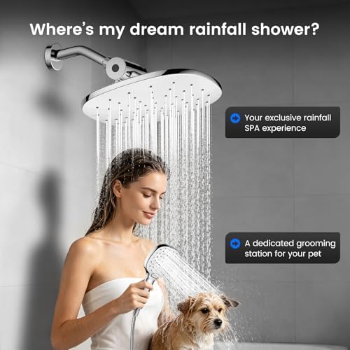 10" Rain Shower Head with Handheld Spray, Dual High Pressure Showerhead - Image 5