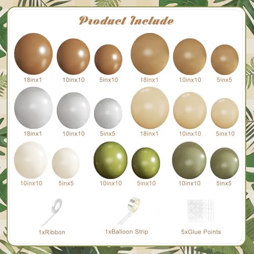 Brown Sage Green Balloon Arch Kit for Safari Jungle Baby Shower Decorations - Image 2