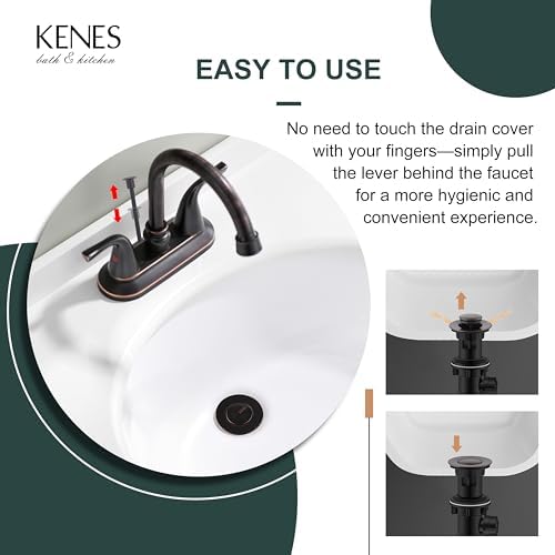 KENES Oil Rubbed Bronze Bathroom Sink Drain Assembly with Lift Rod - Image 4