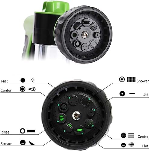 Garden Hose Nozzle, High Pressure Spray Gun Nozzle, 8 Spray Patterns for Watering Plants, Lawn, Patio, Cleaning, Showering Pet with 3.5oz/100cc Soap Dispenser Bottle - Image 3