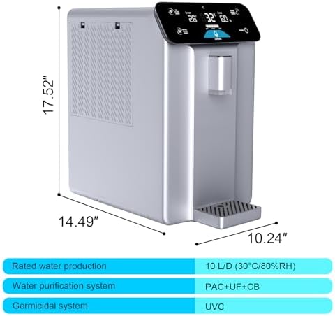 2025 Improved Atmospheric A10 Water Generator for Drinking Water, 4-Stage Purification 10L, Countertop Atmospheric Water Filter with UV Filtration, Countertop Drinking Water Filter System for Office - Image 4