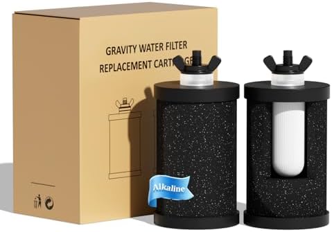 Purewell PF-1-PH Upgraded 4-Stage Composite Carbon and Alkaline Filters, Compatible with Berlkey® Big+, ProOne® Big+ Gravity Water Filter Systems and Purewell Systems, pH 8-9 (2 Pack, K Series) by Purewell