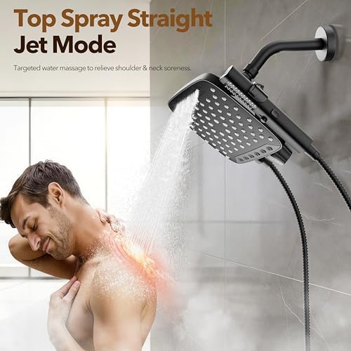 JDO High Pressure Rain Shower Head with Handheld Spray Matte Black - Image 3