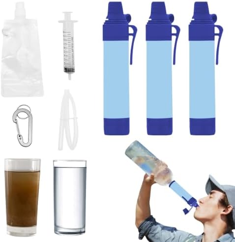 Portable Water Filter Straw Kit, Personal Water Filtration System for Camping Backpacking Hiking Emergency Survival Preparedness Outdoor Travel (3) by Unknown