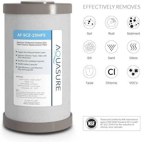 Aquasure Fortitude V2 Series Triple Purpose Sediment/Carbon/Zinc Replacement Filters (2, Standard) - Image 2