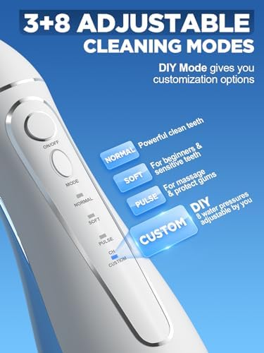 Oralfree Water Dental Flosser Cordless for Teeth Cleaning - 4 Modes Oral Irrigator 300ML Braces Flossers Cleaner, Rechargeable Portable IPX7 Waterproof Powerful Battery for Travel Home - Image 4