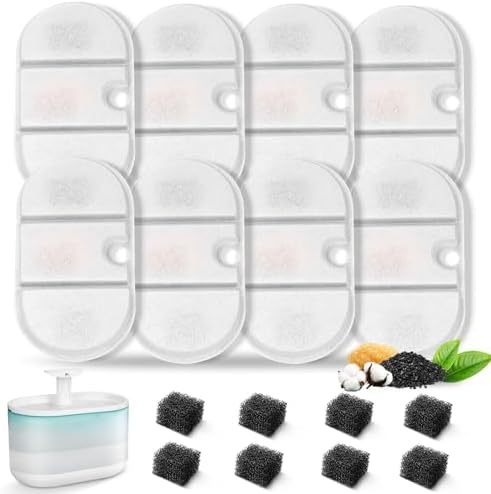 16 Packs Replacement Cat Water Fountain Filters Compatible with PETLIBRO Capsule Pet Water Fountain: PLWF002,71oz/2.1L Ultra Quiet-BPA-Free, Two Flow Modes Pet Dispenser by VinDox