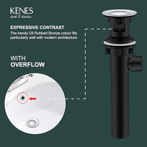 KENES Chrome Bathroom Sink Drain Stopper Assembly with Lift Rod - Image 3