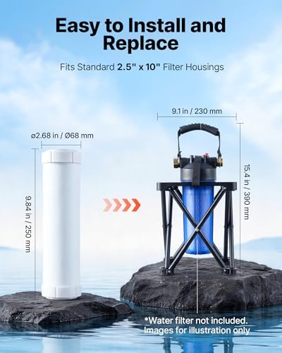 VEVOR RV Water Filter Replacement Cartridge, 5-Micron 1 Pack Premium RV Water Filtration Replacement Cartridge for 2.5" x 10" Filter Housing, Reduces Sediment, Particles, Chlorine, Heavy Metals, Odors - Image 5