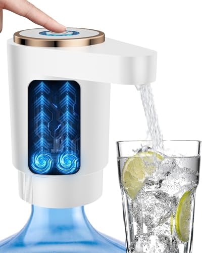 Water Jug Pump for 5 Gallon Bottle – Portable Electric USB-C Charging Dispenser, Dual Powerful Motors, Fast Flow, Fits 2-5 Gallon Jugs – Ideal for Home, Office, Camping, RV, White by Unknown