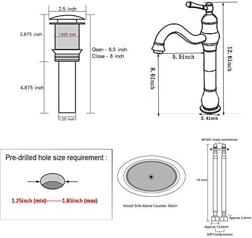 Bathroom Faucet 360° Swivel Single-Handle One Hole Bathroom Vessel Sink Faucet Matching Pop Up Drain Grey Farmhouse Bathroom Vanity Faucet - Image 2