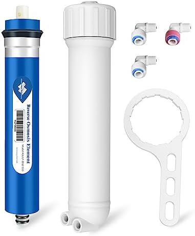 Membrane Solutions Reverse Osmosis Membrane 75 GPD and 1812/2012 RO Housing Kit with Wrench, Check Valve and Elbow Fittings by MembraneSolutions