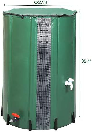Outvita 100 Gallon Collapsible Rain Barrel with Volume Mark, Rainwater Collection System, Portable Foldable Garden Water Storage Tank, Water Container with Filter Overflow Kit Faucet Green - Image 5