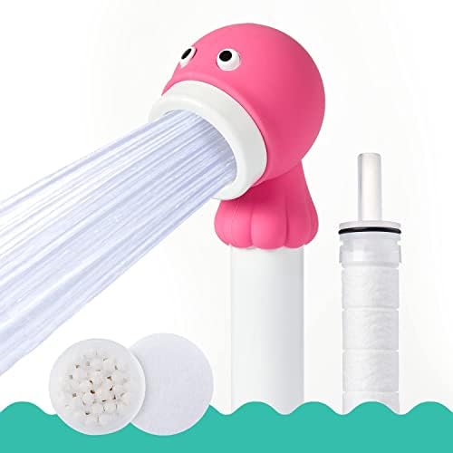 Barumi Livo Filtered Showerhead for Kids Combo Kit | Octopus Pink | Children's Handheld Shower Heads with PVC Hose & Shower Holder - Image 2